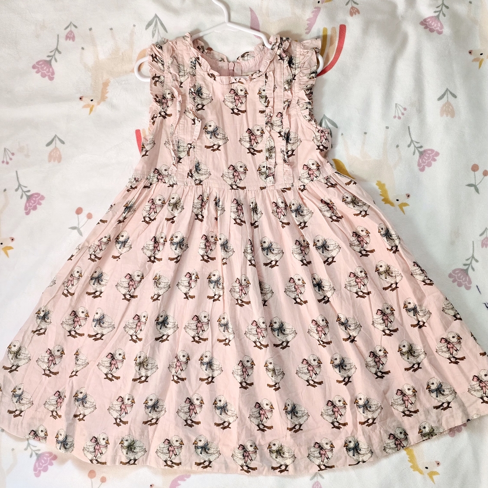 Pink CHICKEN Floral Easter Kids Dress